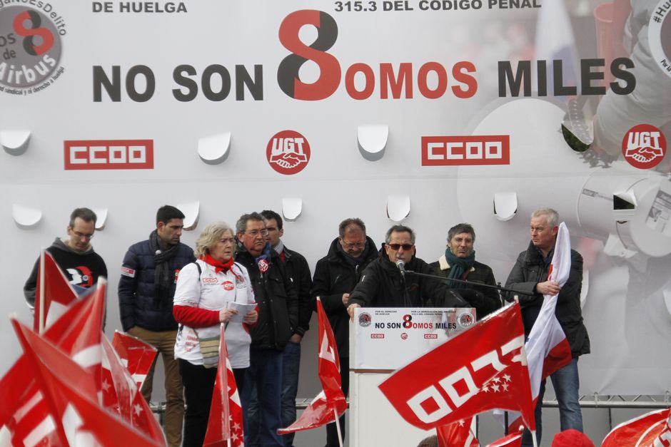 Juicio a los 8 de Airbus, primer día, manifestacion en Getafe y entrada al juicio