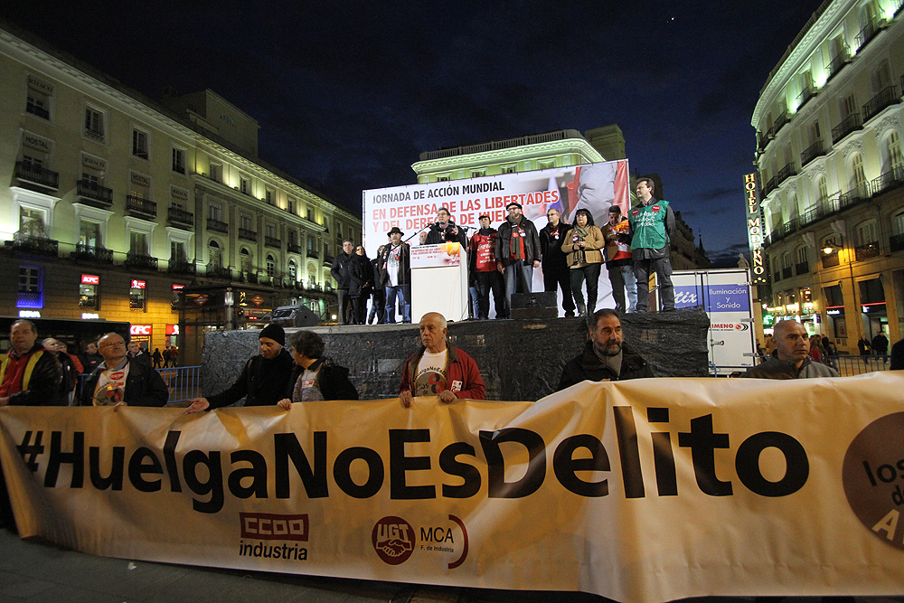 Manifestación por el derecho de huelga, por las libertades y contra la Ley Mordaza, febrero 2015
