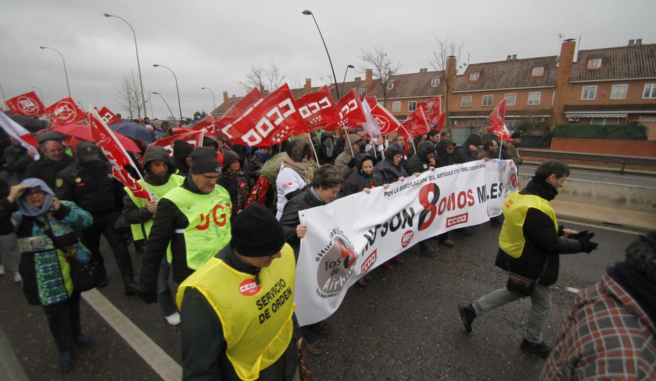 Juicio a los 8 de Airbus, primer día, manifestacion en Getafe y entrada al juicio