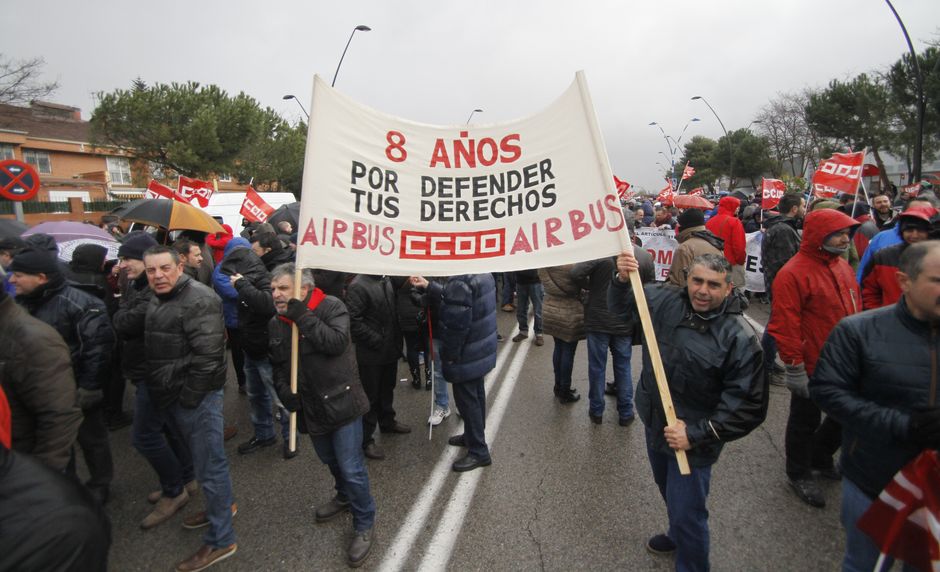 Juicio a los 8 de Airbus, primer día, manifestacion en Getafe y entrada al juicio