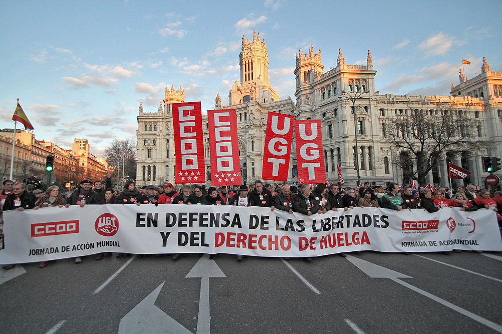 Manifestación por el derecho de huelga, por las libertades y contra la Ley Mordaza, febrero 2015