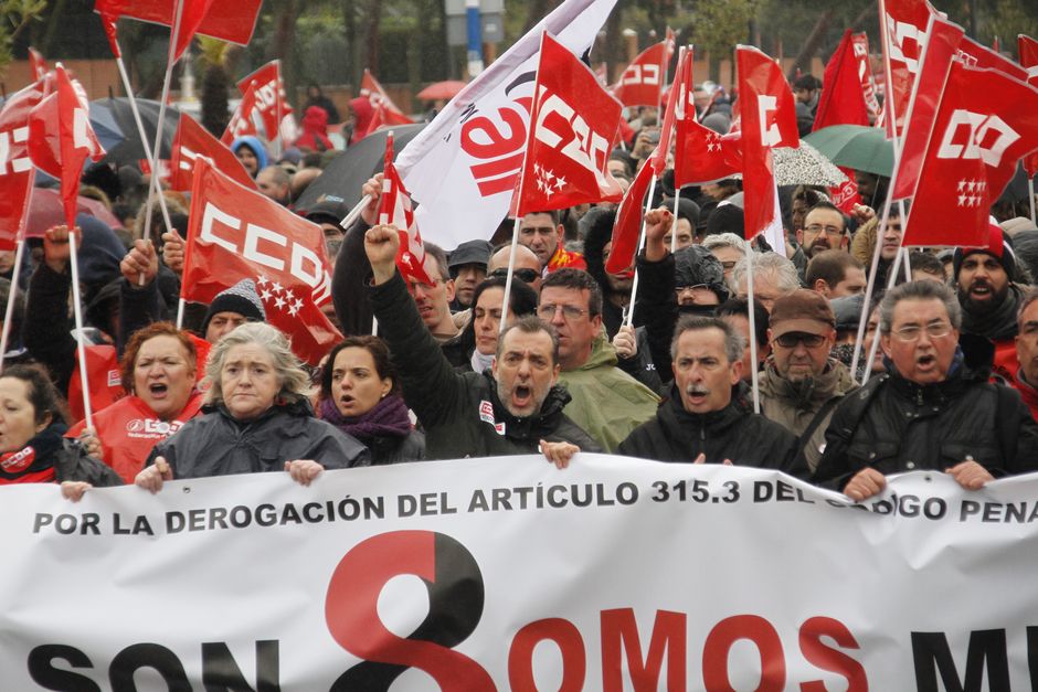 Juicio a los 8 de Airbus, primer día, manifestacion en Getafe y entrada al juicio