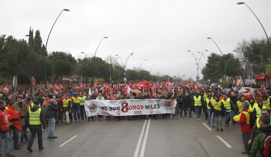 Juicio a los 8 de Airbus, primer día, manifestacion en Getafe y entrada al juicio