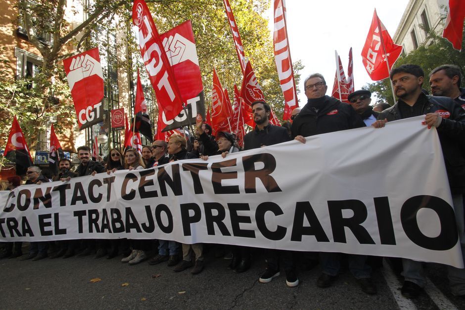 Manifestación contra la precariedad en Contac Center