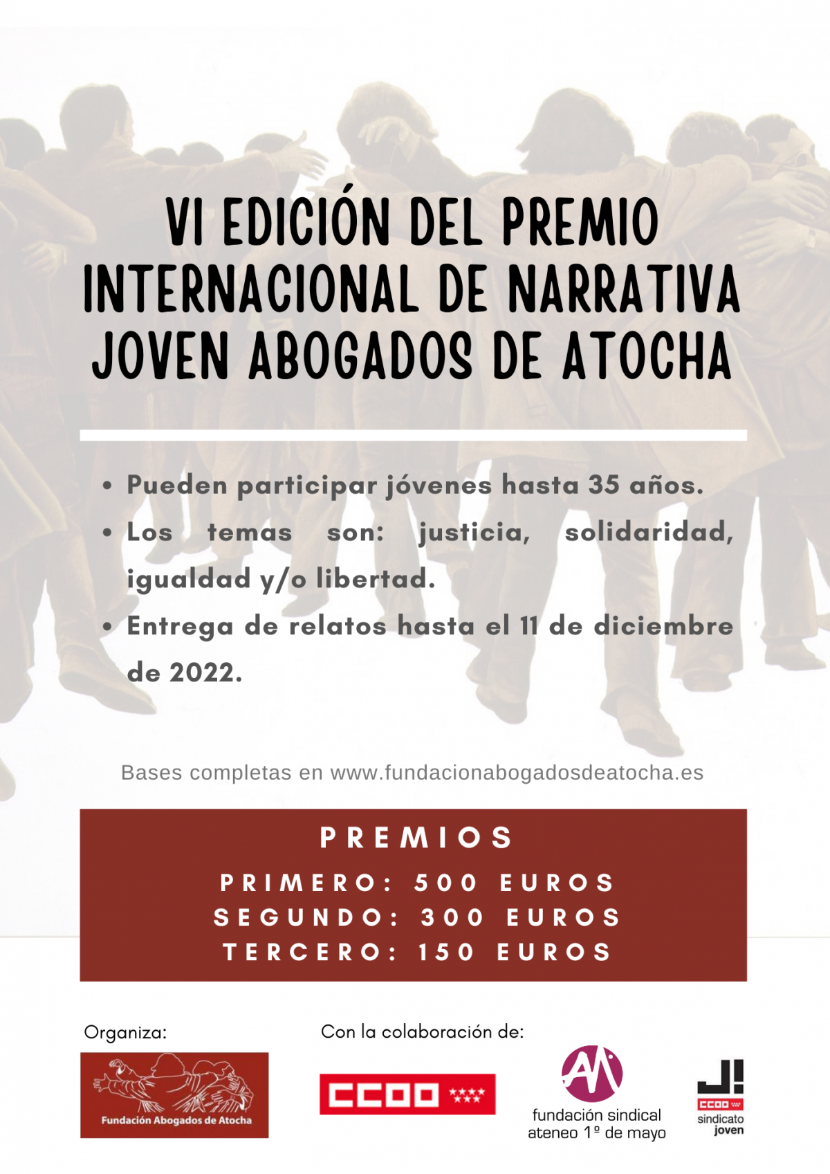 Cartel VI edición Premio Internacional de Narrativa Joven Abogados de Atocha