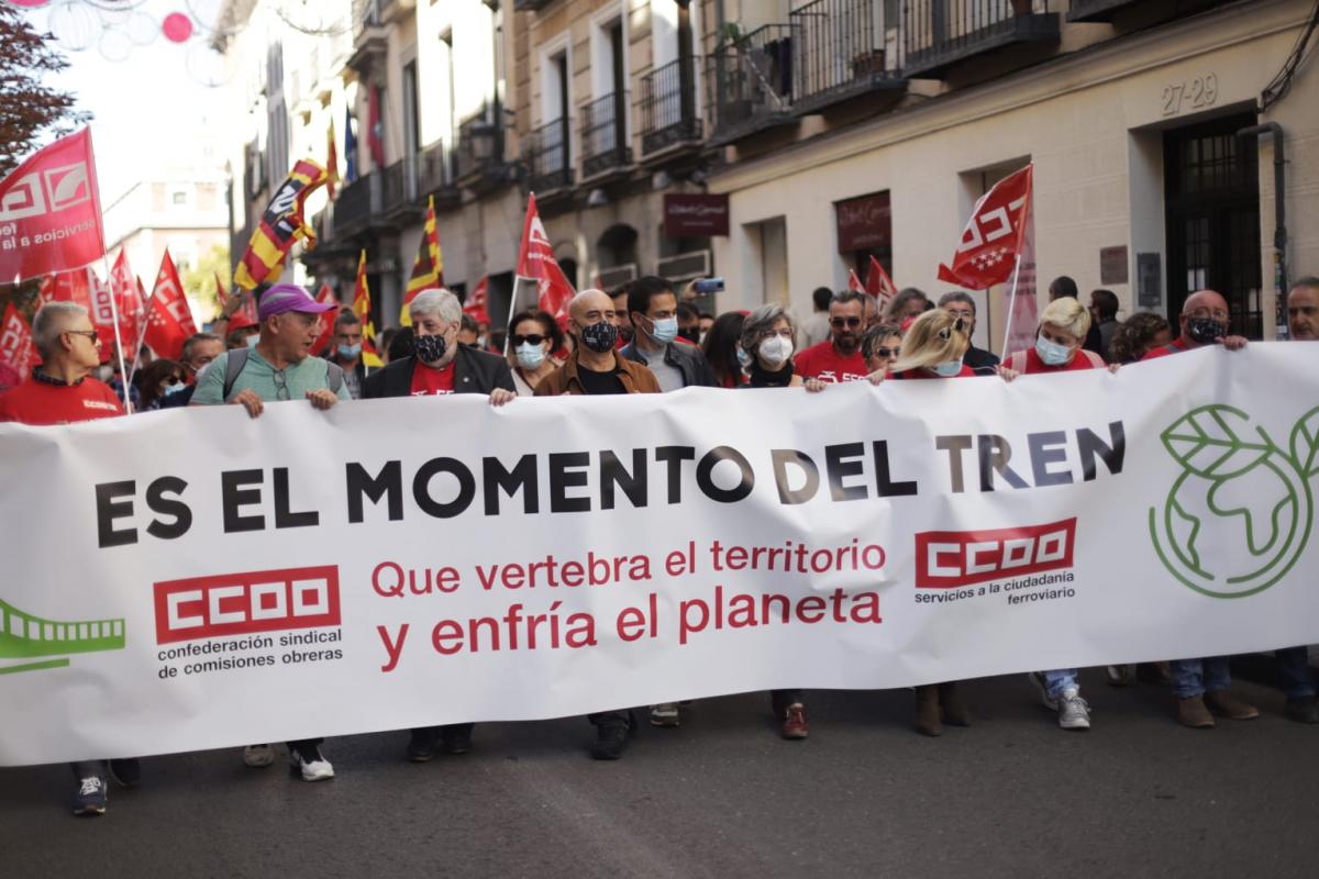 Manifestación en Madrid en defensa del ferrocarril