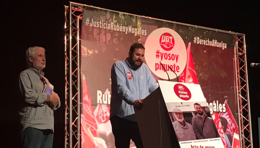 Acto de apoyo a Rubén Sanz y Jose Manuel Nogales, compañeros de UGT de Madrid
