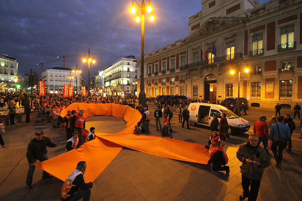 Manifestación por el derecho de huelga, por las libertades y contra la Ley Mordaza, febrero 2015