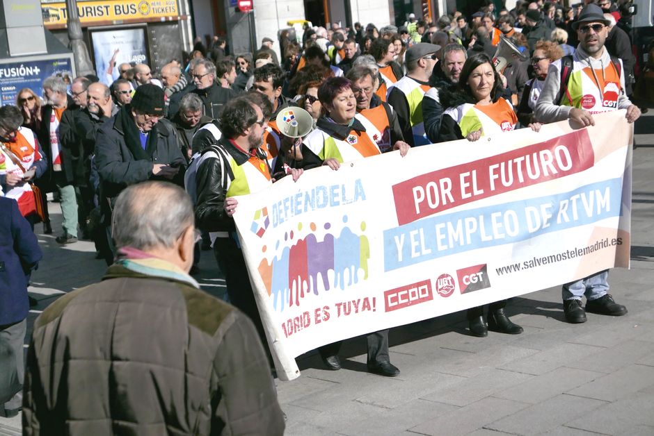 La plantilla de Telemadrid se manifiesta tras cumplirse tres años del ERE